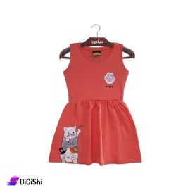DIADORA Girls Cotton Bress with Drawing of Cats