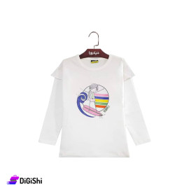 DIADORA Girls Cotton Sweater with Girl Drawing