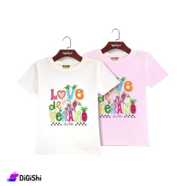 كنزة صيفية قطن بناتي DIADORA مع شعار LOVE