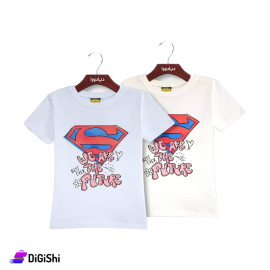 كنزة صيفية قطن بناتي DIADORA مع كتابة We Are The Futurs