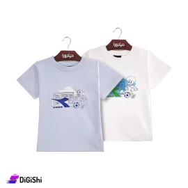DIADORA Boys Cotton T-Shirts with Drawing Football Player