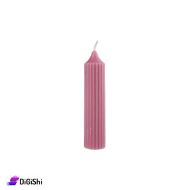 Tall Striped Cylindrical Candle Pale Violet