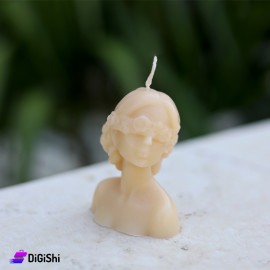 Woman Head Shaped Scented Candle Beige Color