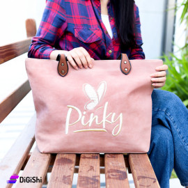 Women's pinky Logo Velvet Shoulder Bag Pink