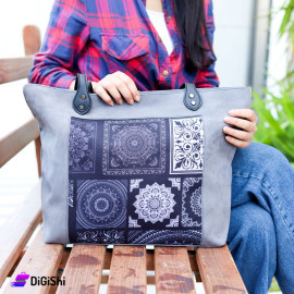 Women's Velvet Floral Shoulder Bag with Wallet Gray