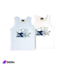 DIADORA Boys Cotton T-Shirts Wide Neckline with Tennis Player design