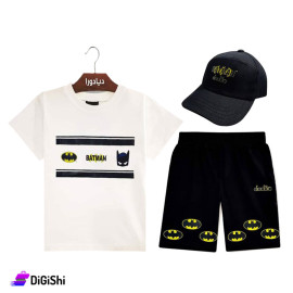 طقم ولادي ماركة DIADORA ثلاث قطع رسمة Batman لون أبيض وأسود