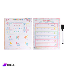 Flexible Transparent Plastic Educational Board Paper Arabic andEnglish Letters with Black Pen From A to F