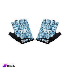 FITNESS Fabric Sports Gloves Open Toes with ‪UnderArmour Logo Blue and Black