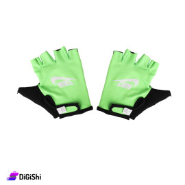 FITNESS Fabric Sports Gloves Open Toes with NIKE Logo Green and Black