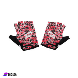 FITNESS Fabric Sports Gloves Open Toes with NIKE Logo Pink and Black