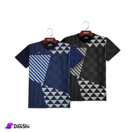 Diadora Men's Half Sleeve T-Shirt Geometric Shapes Drawing