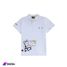 DIADORA Boys' Summer Cotton Polo T-Shirt with Hippo Print