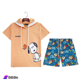 DIADORA Boy's Coral Half Sleeve T-Shirts and Blue Short Set