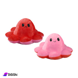 Octopus Shaped Stuffed Toy with Two Sides Pink and Red