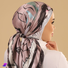 ALTUKA Veil Satin Color Nude with Brown and White Stripes