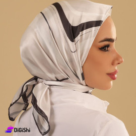ALTUKA Veil Satin With Black and Beige Stripes Pattern