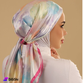 ALTUKA Veil Satin With Violet Pink and Green colorful Splashes Pattern