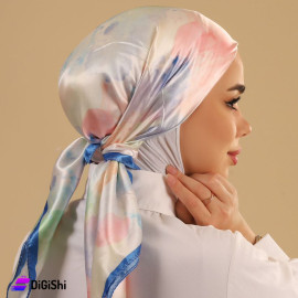 ALTUKA Veil Satin Colorful Splashes and Blue Edges