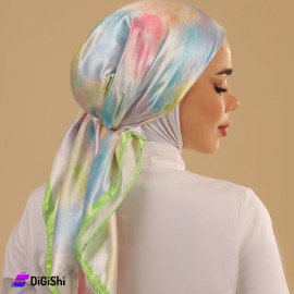 ALTUKA Veil Satin Colorful Splashes and Green Edges