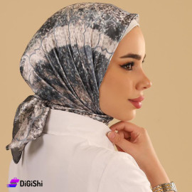 ALTUKA Veil Satin with Pattern Gray and White Color