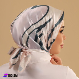 ALTUKA Veil Satin with Light beige and Violet Color with Black Stripes