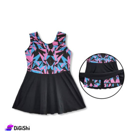Girl's swimsuit DIADORA Brand Dress Model With Shorts Black Color