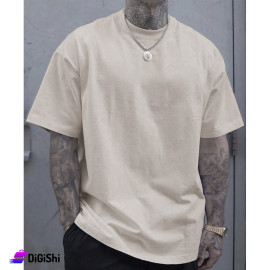 Men's Cotton Wide Design T-Shirt Light Beige