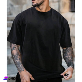 Men's Cotton Wide Design T-Shirt Black