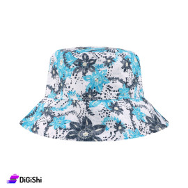 Women's Floral Bucket Cap White and Blue