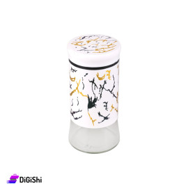 Glass Salt Shaker Covered In White Plastic With Marble Pattern