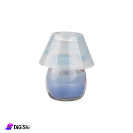 Lamp Shaped Glass Figurine with Scented Light Blue Candle Inside