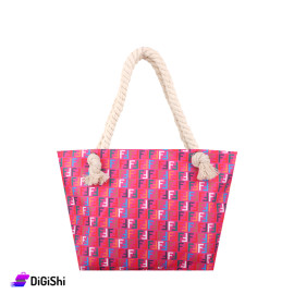 Women's Beach Bag with FENDI Logo Drawing Fuchsia Color