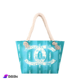 Women's Beach Bag Turquoise Color with CHANEL Logo Drawing