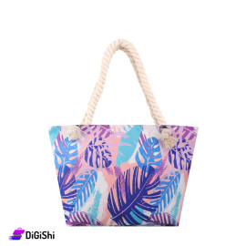 Women's Beach Bag with Sea Leaves Drawing