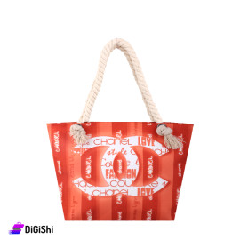 Women's Beach Bag Orange Color with CHANEL Logo Drawing