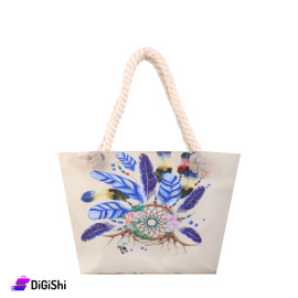 Women's Beach Bag  with Dream Catcher Drawing Light Yellow