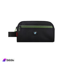 Men's Handbag with front pocket and BMW Logo Black and Green Color