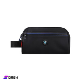 Men's Handbag with front pocket and BMW Logo Black and Blue Color