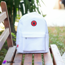 School backpack with Simple Design Linen Fabric White Color