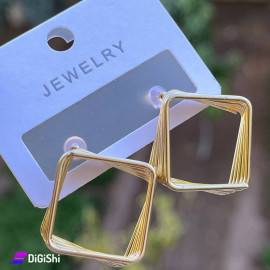 Women's Gold Earring With Geometric Design Square with Several Layers