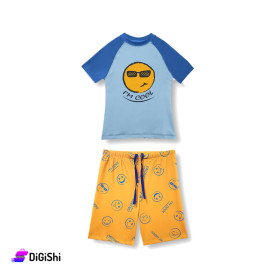 STARTER Boy's Swimsuit Shorts and T-Shirt Light Blue