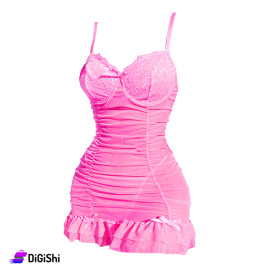 Sway Lingerie Tulle Chiffon Dress with Lace in Fuchsia
