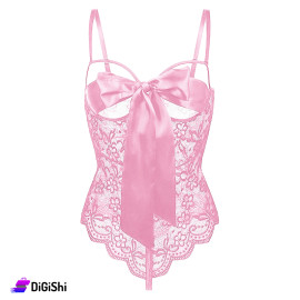 Sway Women's Lingerie Lace and Open Bodice withTie Pink
