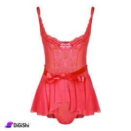 Sway Chiffon and Lace Lingerie Skirt in Red Colour