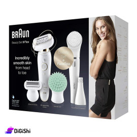 ماكينة حلاقة نسائية مع ماكينة مخصصة للوجه تعمل على البطارية ماركة Braun موديل SE 9-300