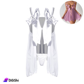 Sway Tulle Chiffon Lingerie with Tie at Chest in White