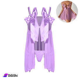 Sway Tulle Chiffon Lingerie with Tie at Chest in Purple