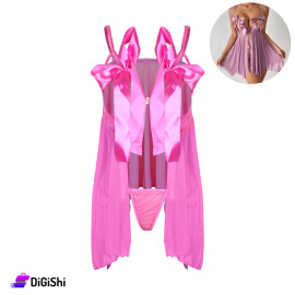 Sway Tulle Chiffon Lingerie with Tie at Chest in Fuchsia