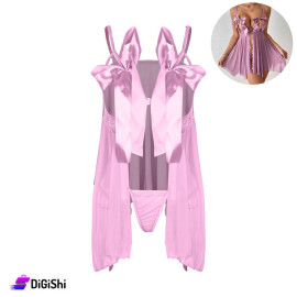 Sway Tulle Chiffon Lingerie with Tie at Chest in Pink